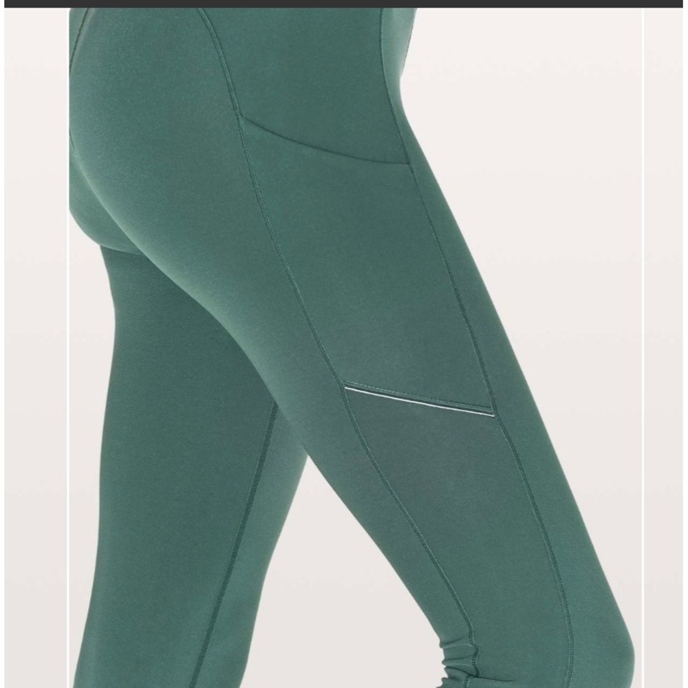 Lululemon Speed Up Crop 21" Dark Forest Green Luxtreme Running Leggings Size 4 - Picture 4 of 12